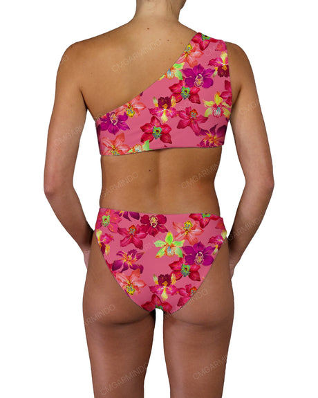 Asymmetrical Cut Out One Shoulder One Piece