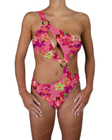 Asymmetrical Cut Out One Shoulder One Piece