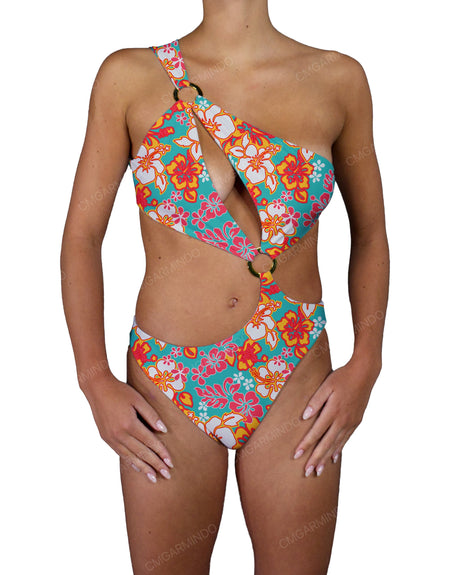 Asymmetrical Cut Out One Shoulder One Piece