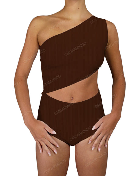 One Shoulder Cut Out One Piece