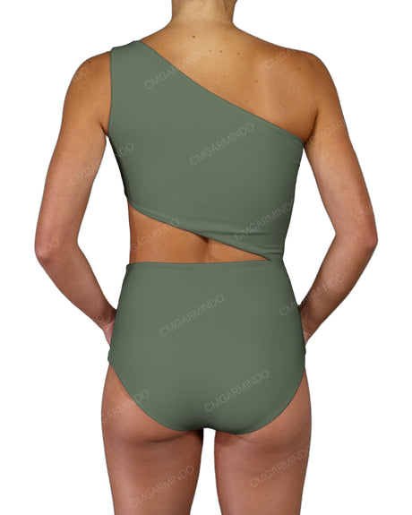 One Shoulder Cut Out One Piece