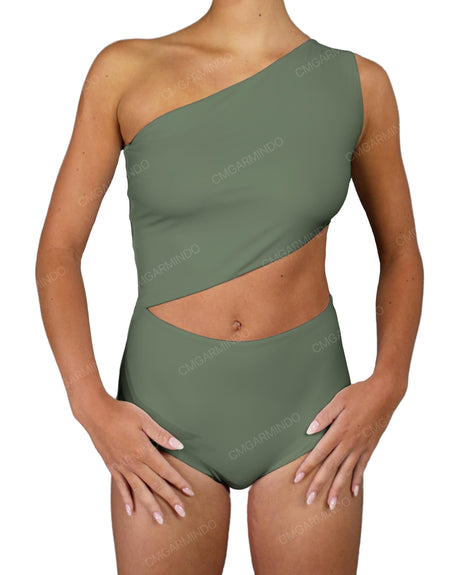 One Shoulder Cut Out One Piece