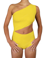 One Shoulder Cut Out One Piece
