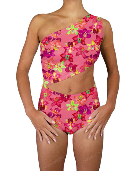 One Shoulder Cut Out One Piece
