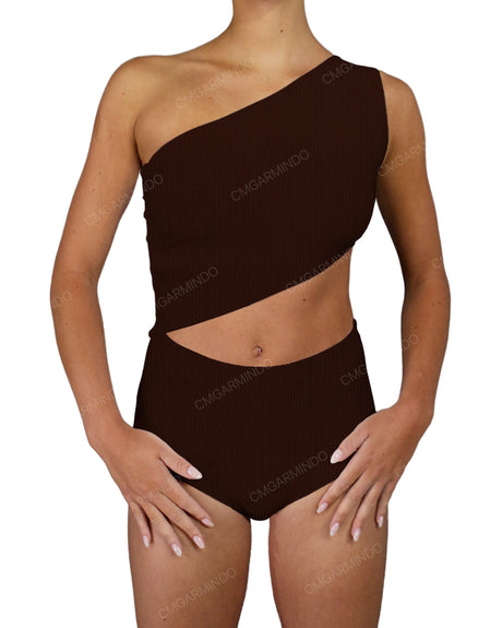 One Shoulder Cut Out One Piece