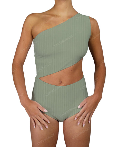 One Shoulder Cut Out One Piece