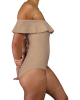 Off Shoulder Ruffle Trim One Piece