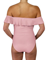 Off Shoulder Ruffle Trim One Piece