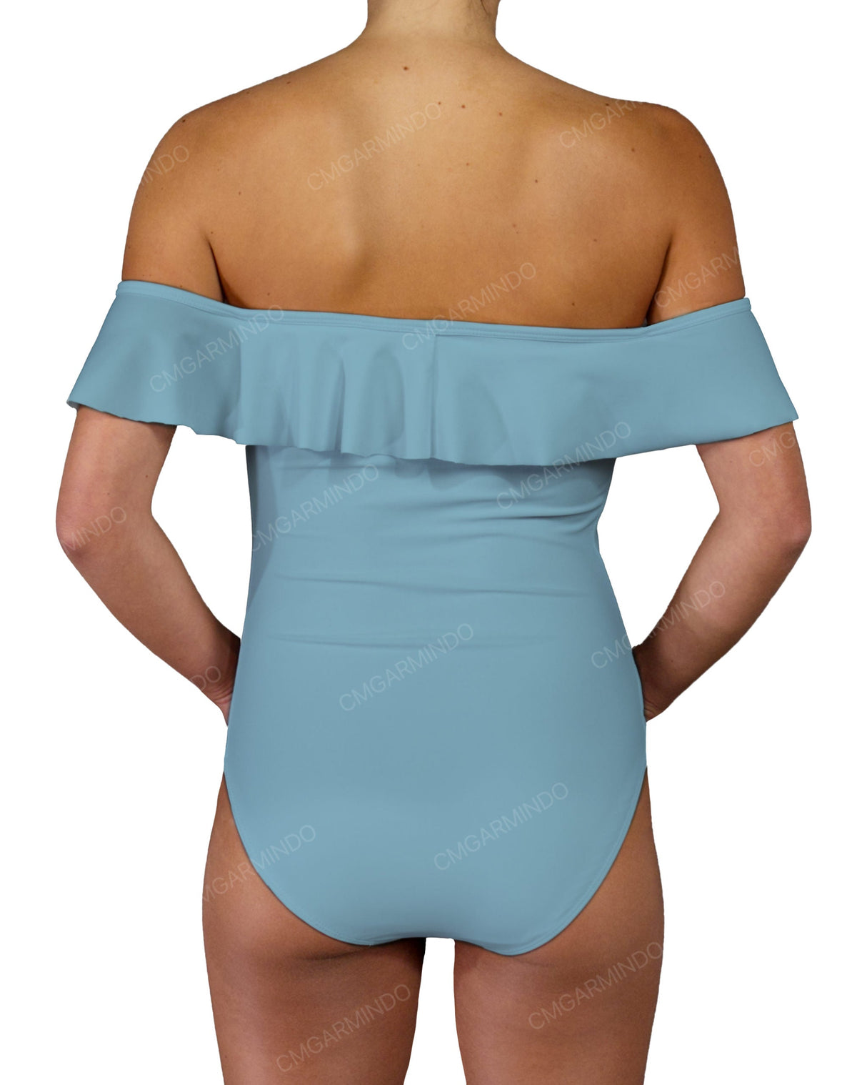 Off Shoulder Ruffle Trim One Piece