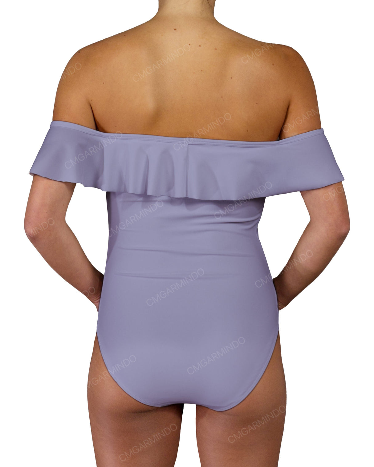 Off Shoulder Ruffle Trim One Piece