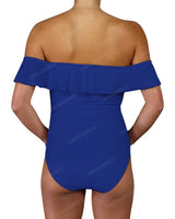 Off Shoulder Ruffle Trim One Piece
