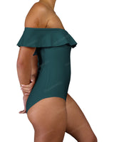 Off Shoulder Ruffle Trim One Piece