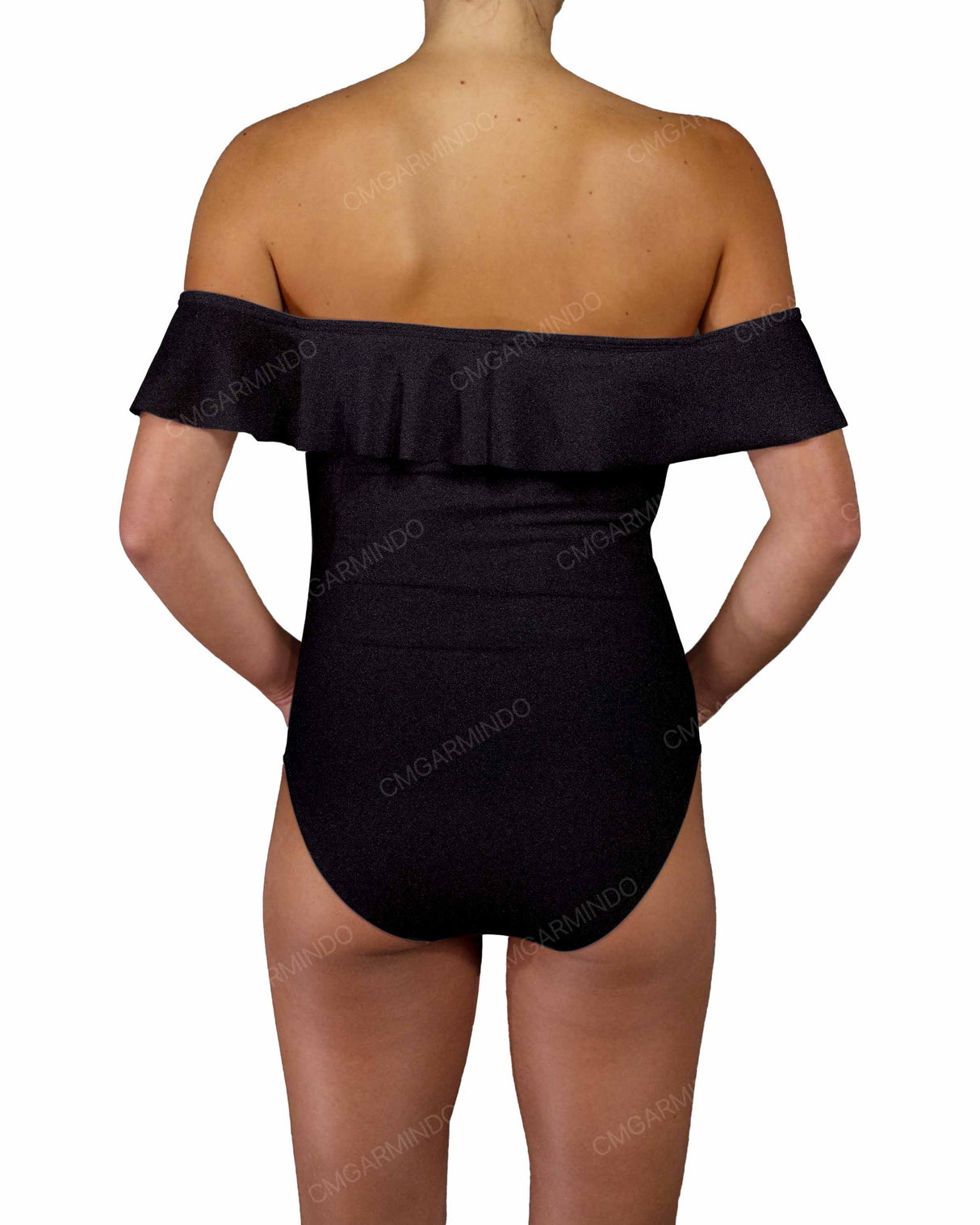 Off Shoulder Ruffle Trim One Piece