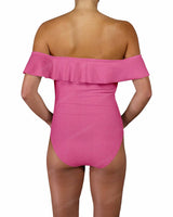 Off Shoulder Ruffle Trim One Piece