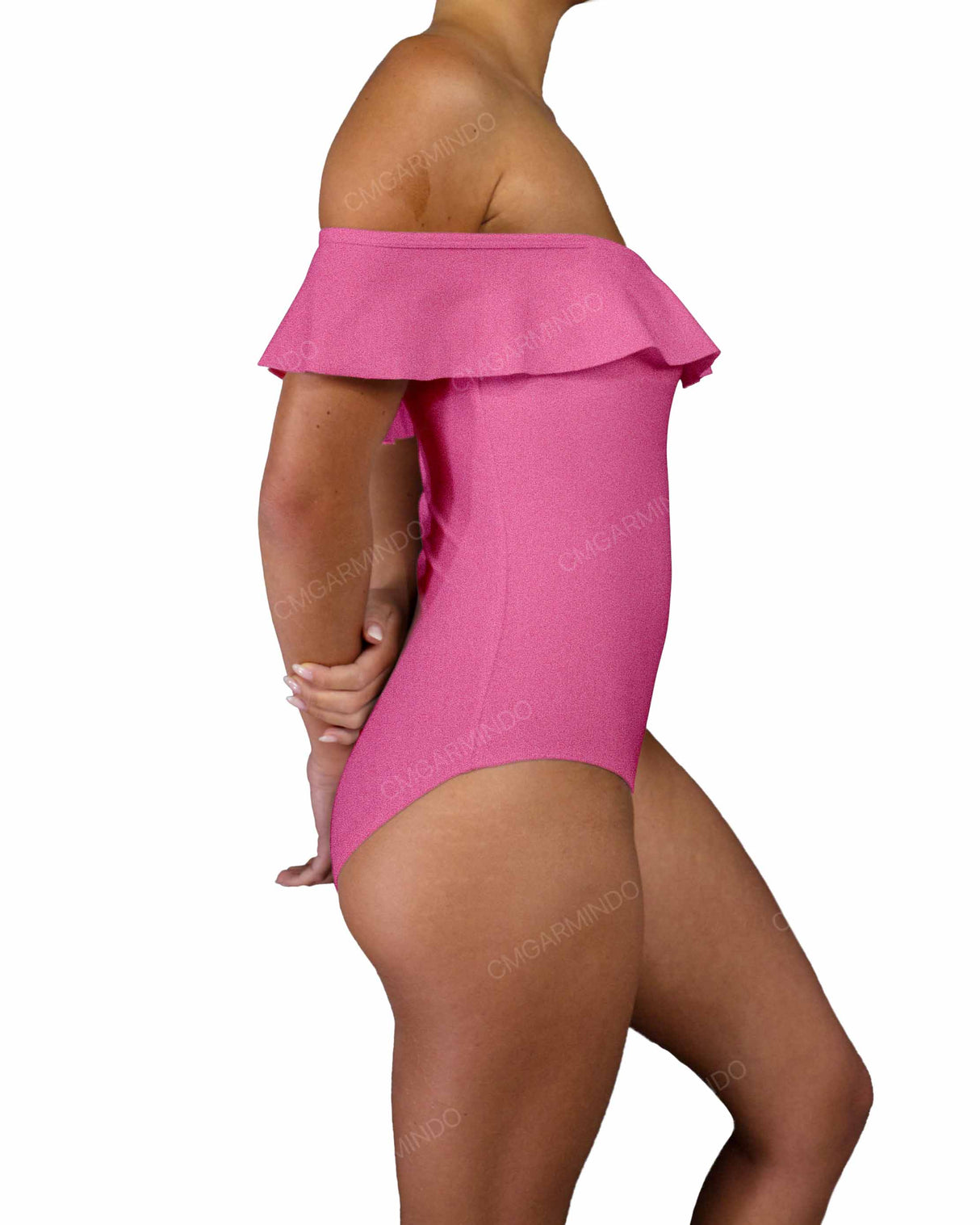 Off Shoulder Ruffle Trim One Piece