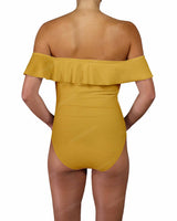 Off Shoulder Ruffle Trim One Piece