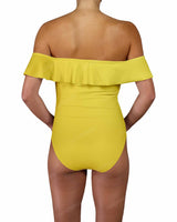 Off Shoulder Ruffle Trim One Piece