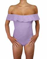 Off Shoulder Ruffle Trim One Piece