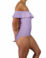 Off Shoulder Ruffle Trim One Piece