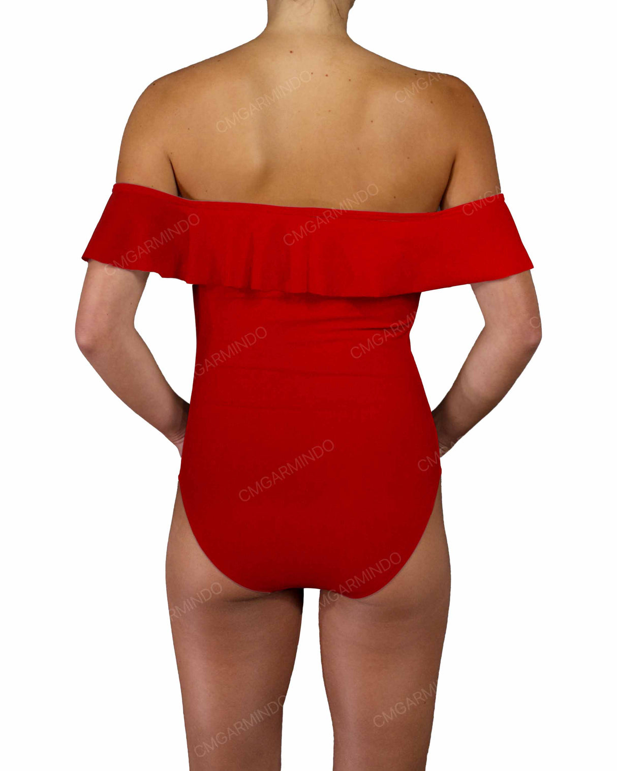 Off Shoulder Ruffle Trim One Piece