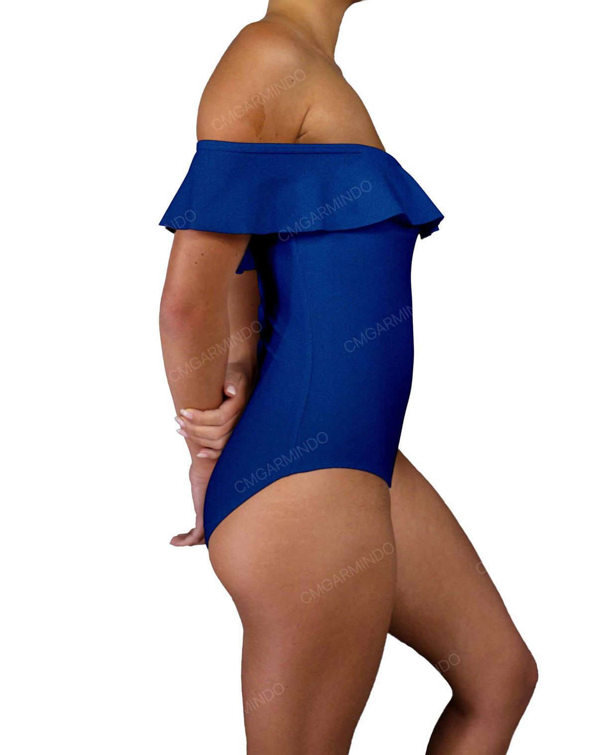 Off Shoulder Ruffle Trim One Piece