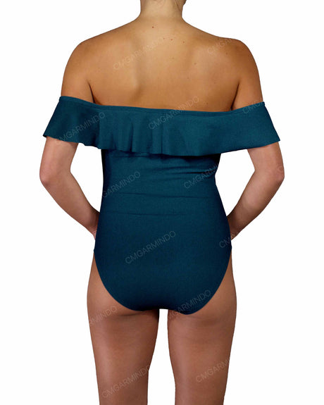 Off Shoulder Ruffle Trim One Piece