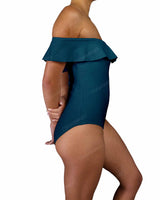 Off Shoulder Ruffle Trim One Piece