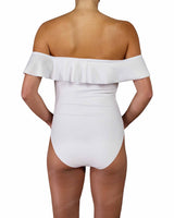 Off Shoulder Ruffle Trim One Piece
