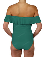 Off Shoulder Ruffle Trim One Piece