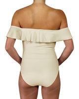 Off Shoulder Ruffle Trim One Piece