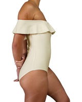 Off Shoulder Ruffle Trim One Piece