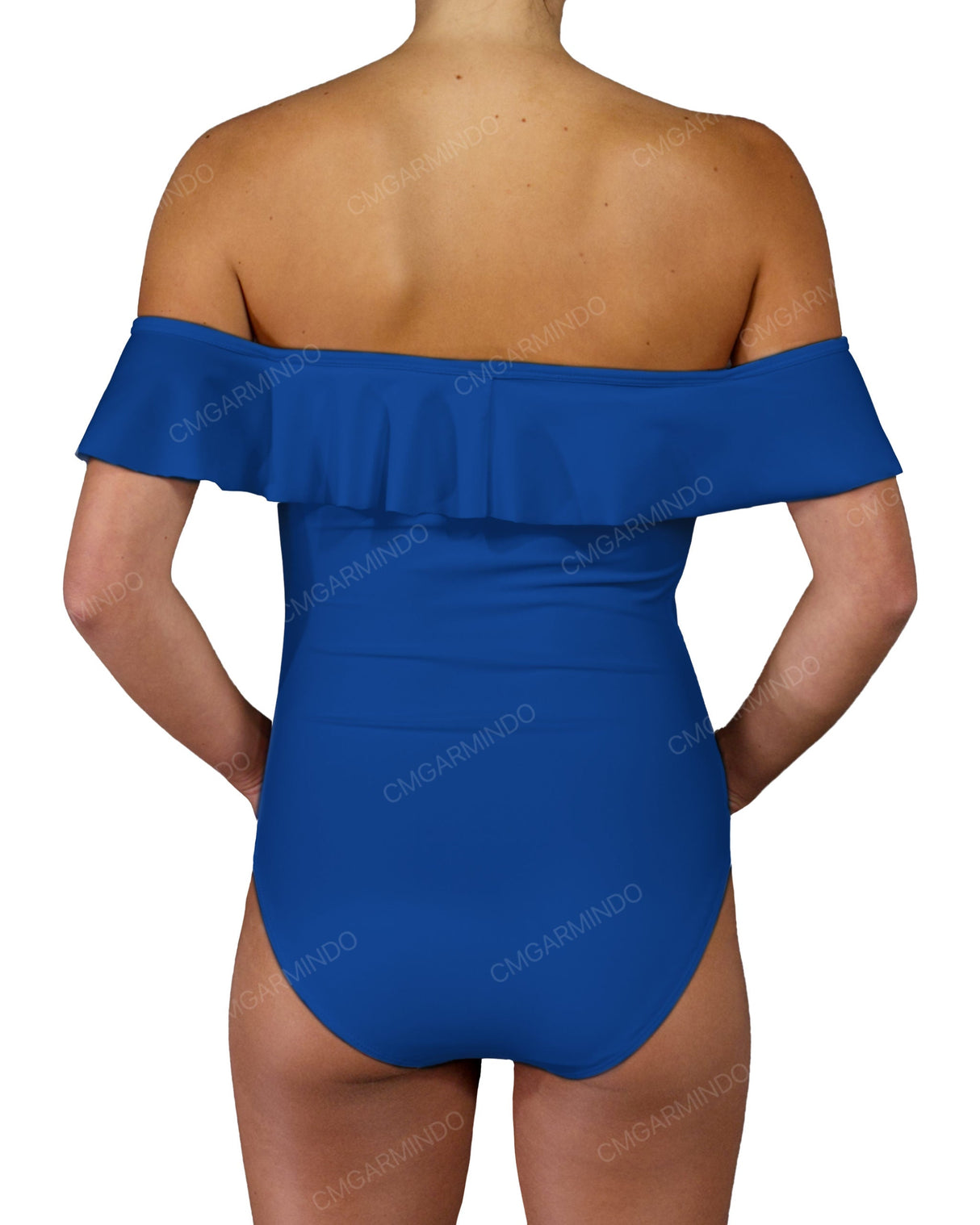 Off Shoulder Ruffle Trim One Piece
