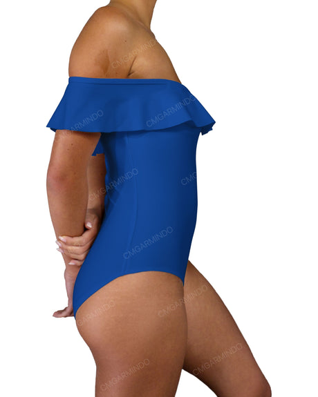 Off Shoulder Ruffle Trim One Piece