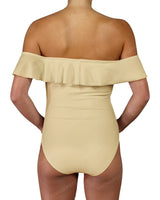 Off Shoulder Ruffle Trim One Piece