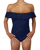 Off Shoulder Ruffle Trim One Piece