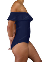 Off Shoulder Ruffle Trim One Piece