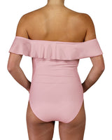 Off Shoulder Ruffle Trim One Piece