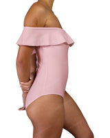 Off Shoulder Ruffle Trim One Piece
