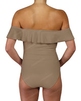 Off Shoulder Ruffle Trim One Piece