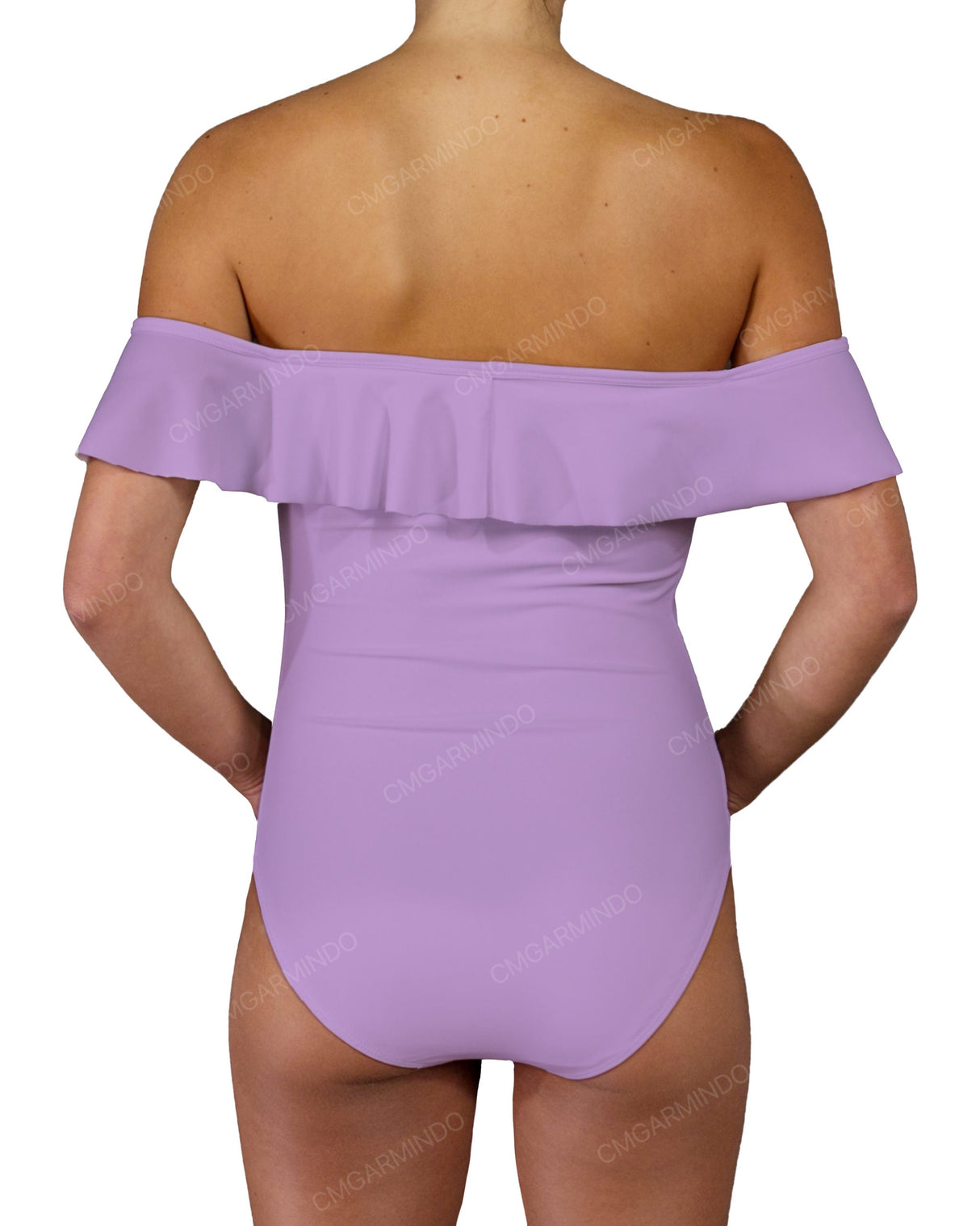 Off Shoulder Ruffle Trim One Piece