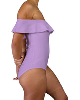 Off Shoulder Ruffle Trim One Piece