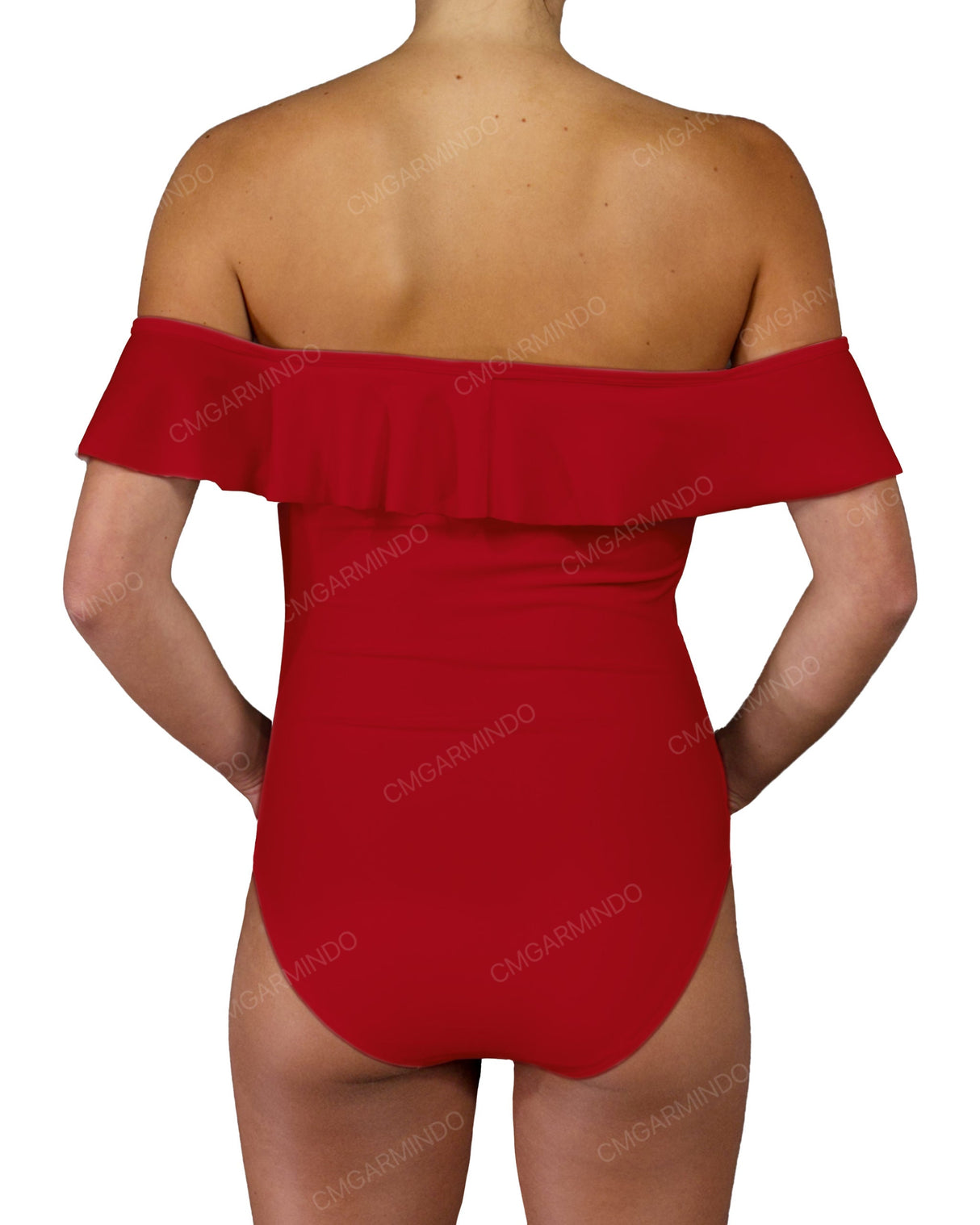 Off Shoulder Ruffle Trim One Piece