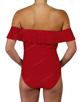 Off Shoulder Ruffle Trim One Piece