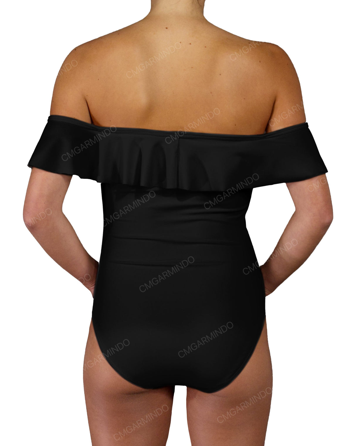 Off Shoulder Ruffle Trim One Piece