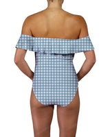 Off Shoulder Ruffle Trim One Piece