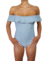Off Shoulder Ruffle Trim One Piece