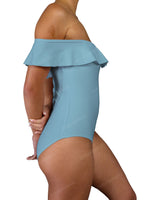 Off Shoulder Ruffle Trim One Piece