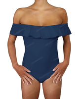 Off Shoulder Ruffle Trim One Piece