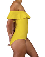 Off Shoulder Ruffle Trim One Piece