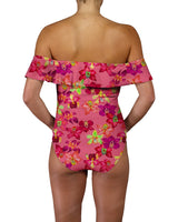 Off Shoulder Ruffle Trim One Piece